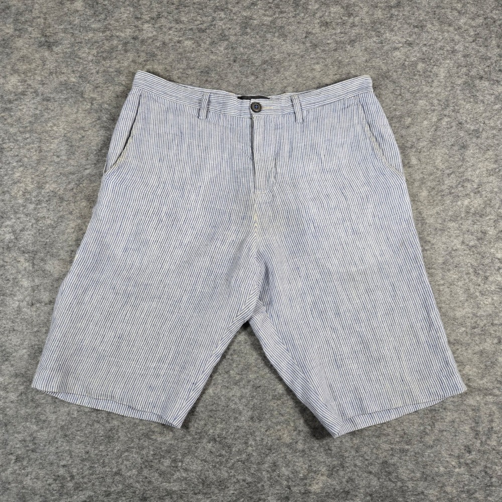 Vince Mens Blue Striped Seersucker Linen Blend Casual Shorts 29